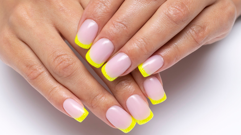 French manicure with yellow tips