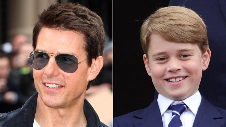 Tom Cruise in sunglasses; Prince George smiling