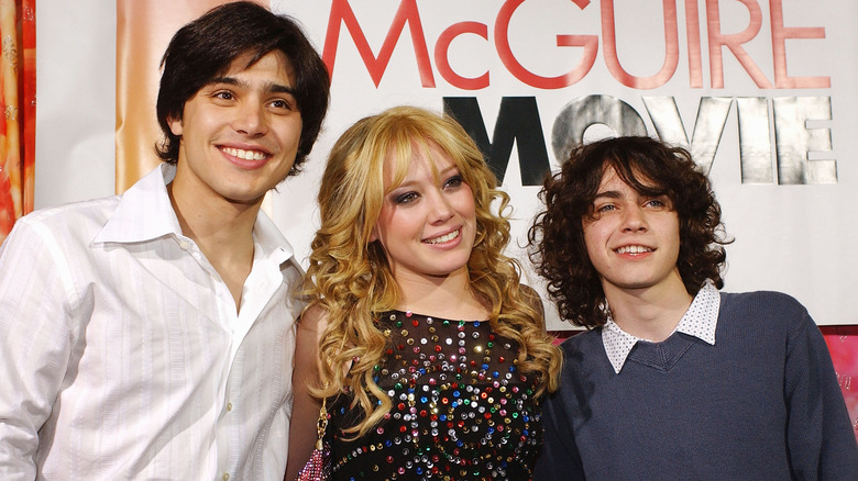 Yani Gellman, Hilary Duff, and Adam Lambert at 'The Lizzie McGuire Movie' premiere