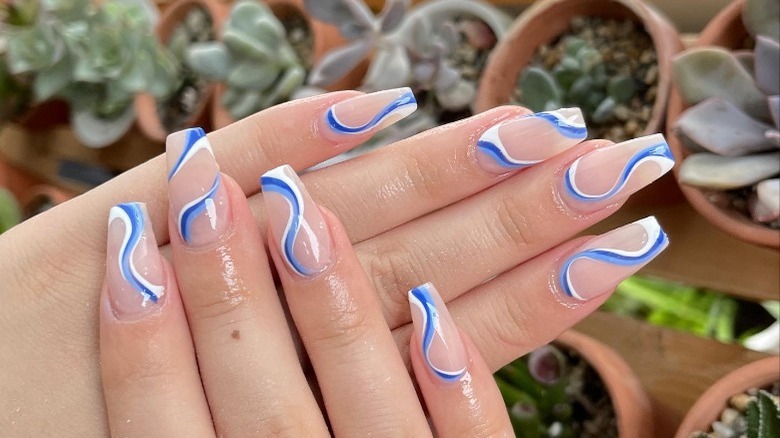 manicure with linen nail wrap