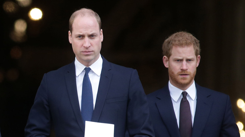 Prince William and Prince Harry frowning