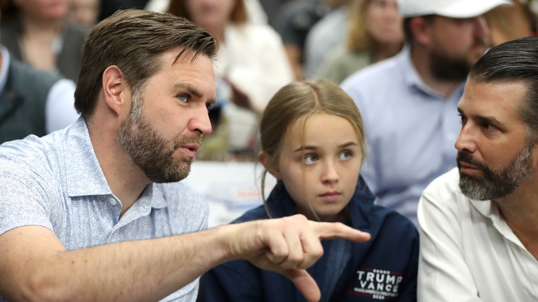 JD Vance and Donald Trump Jr talking