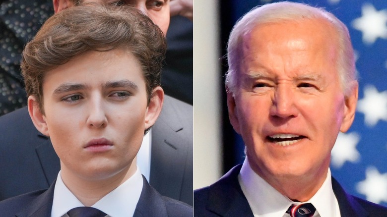 Split image of Barron Trump and Joe Biden