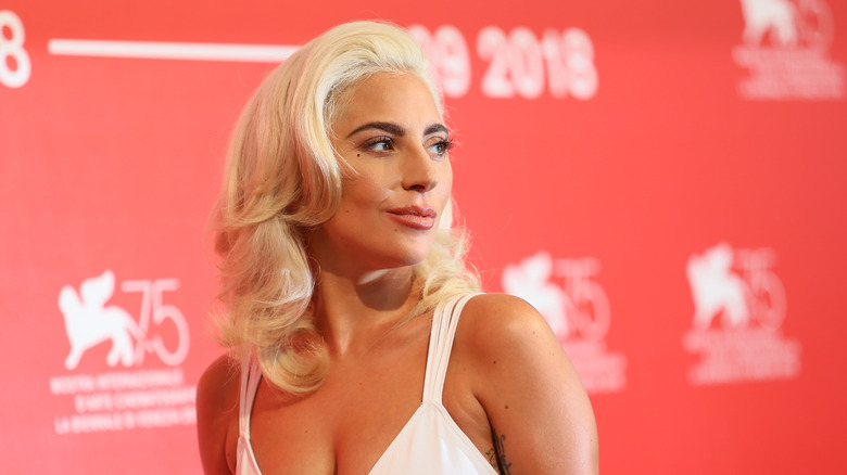 Lady Gaga poses on the red carpet