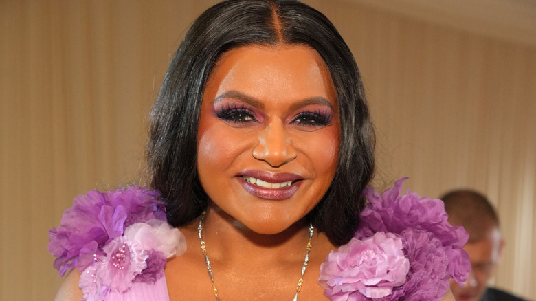 Close-up of Mindy Kaling at the 2022 Met Gala