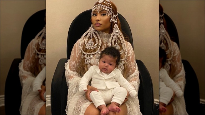 Nicki Minaj holding her son 