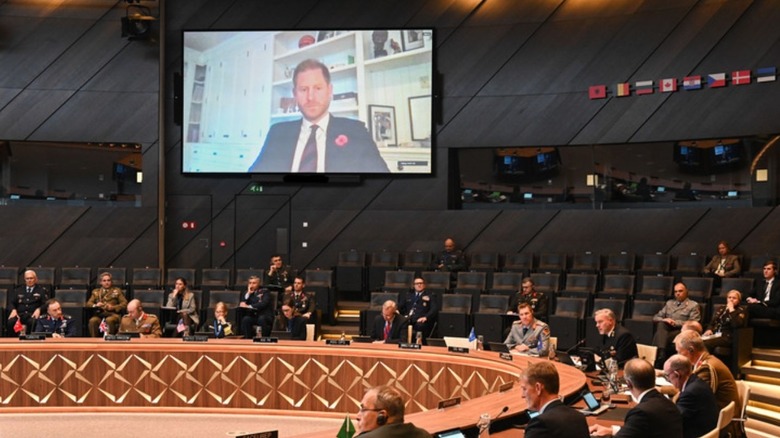 Prince Harry addresses a NATO meeting in October 2024