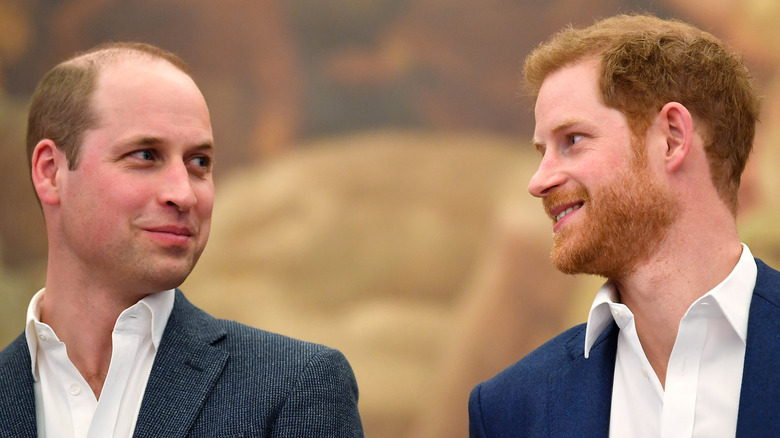 William and Harry smiling in 2018 