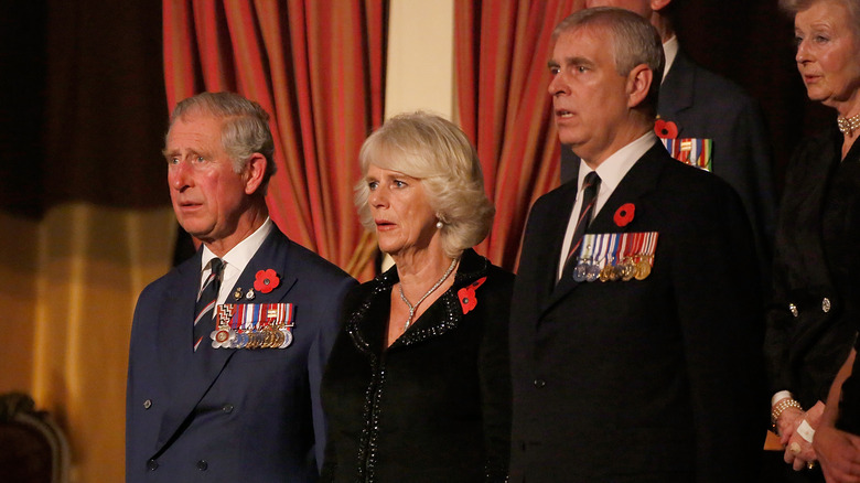 King Charles, Queen Camilla, and Prince Andrew 