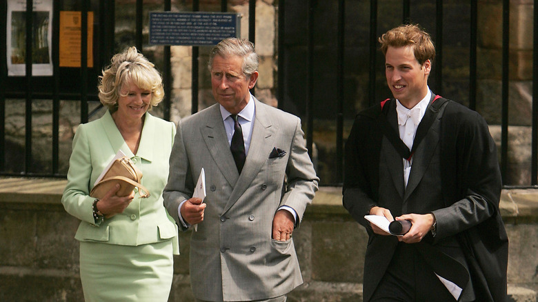 Prince William walking with King Charles and Queen Camilla