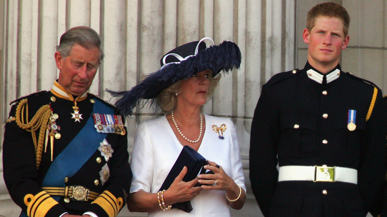 Prince Harry with King Charles and Queen Camilla