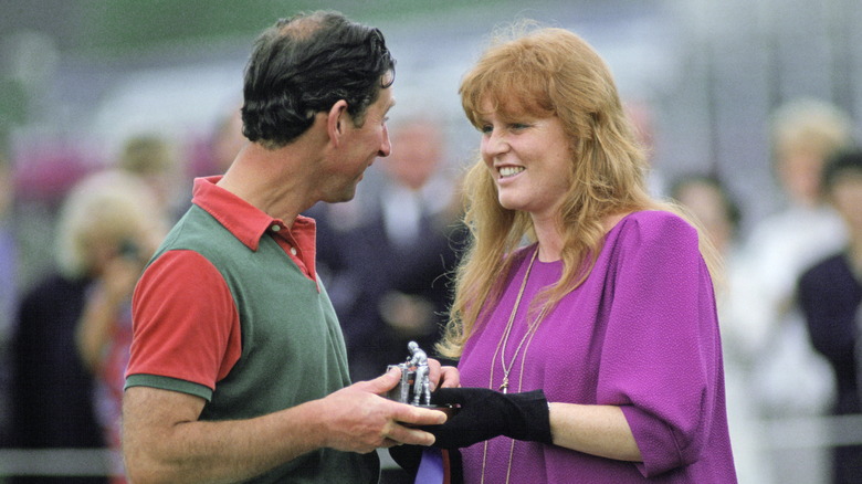 Sarah Ferguson and King Charles smiling 