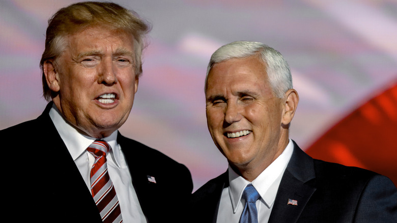 Donald Trump and Mike Pence laughing