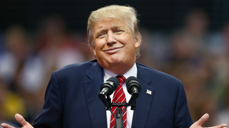 Donald Trump making silly face during speech 