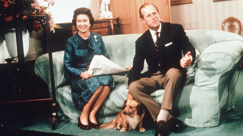 Queen Elizabeth II, Prince Philip with corgi