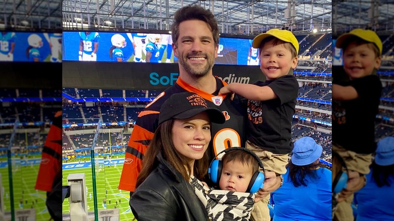 Brant Daugherty and his family at a Bengals game