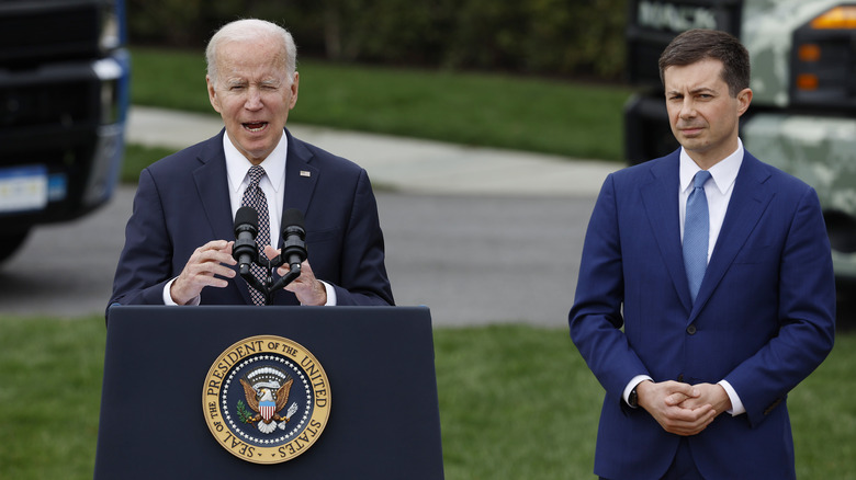 Biden and Pete Buttigieg at an event 