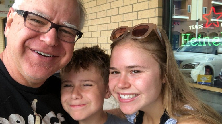 Tim Walz smiling with his kids