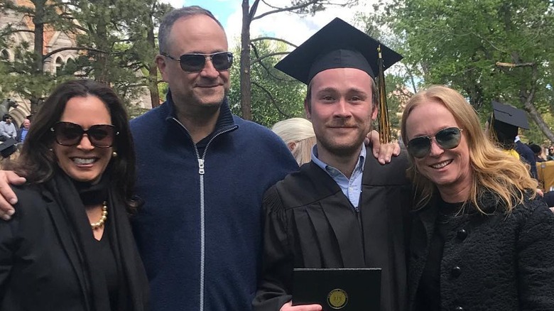 Kamala Harris, Doug Emhoff, Cole Emhoff, and Kerstin Emhoff all smiling together