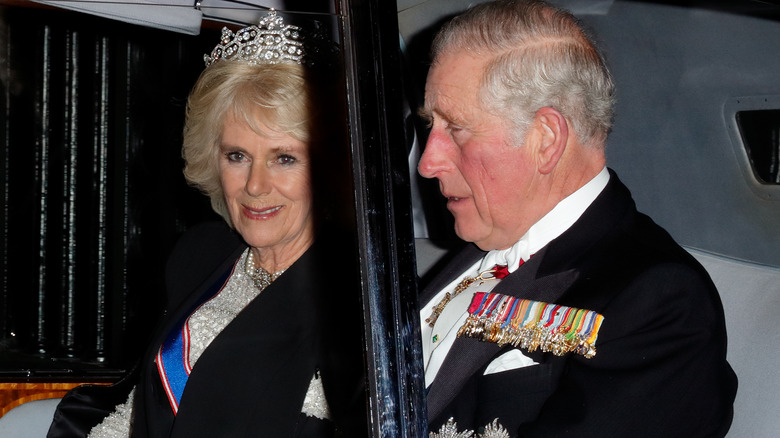 King Charles and Queen Camilla in car