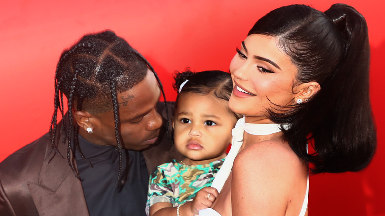 Kylie Jenner and Travis Scott with their daughter Stormi.