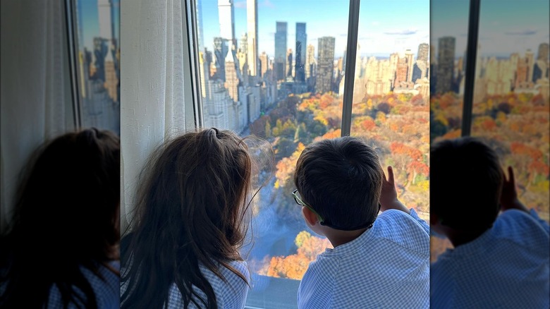 Katherine and Spencer looking out the window