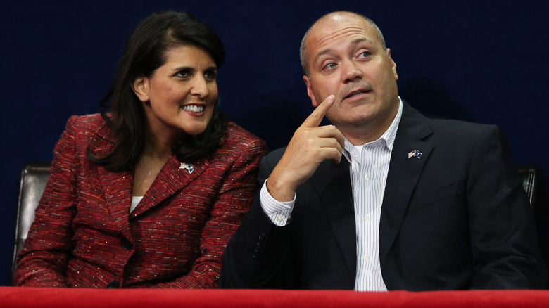 Nikki Haley and her husband Michael Haley attend the third day of the Republican National Convention