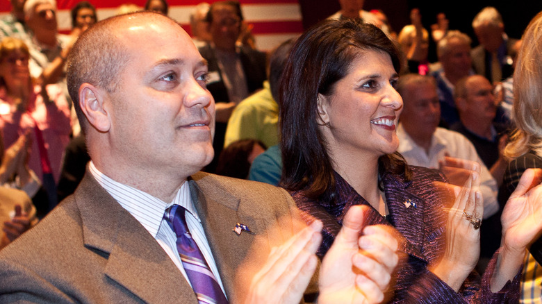 Nikki and Michael Haley clapping