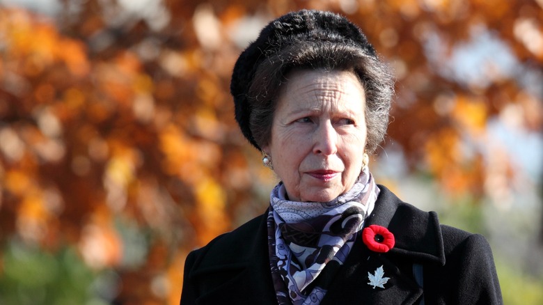 Princess Anne smiling looking straight ahead