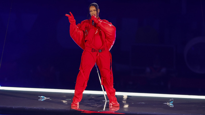 Rihanna performing at the 2023 Super Bowl