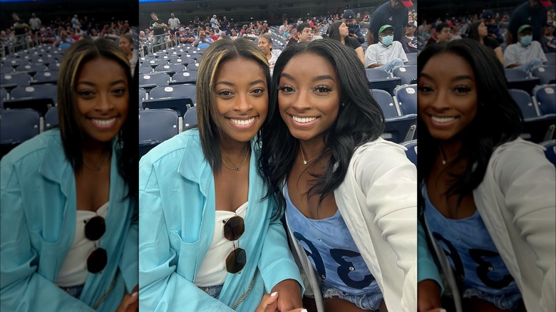 Adria and Simone Biles taking a selfie together