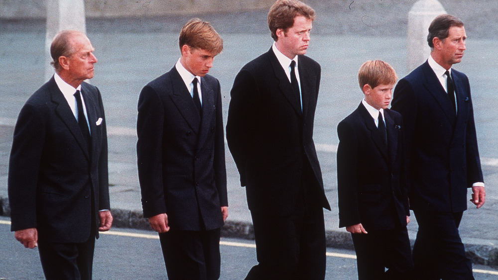 Royal men at Princess Diana's funeral