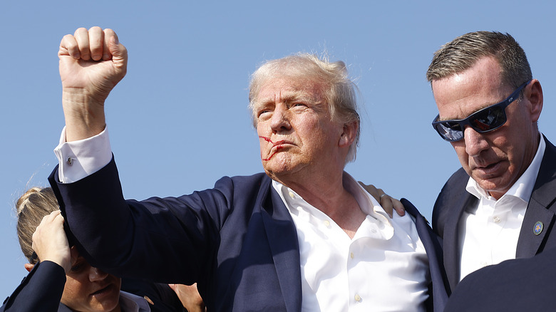 Donald Trump raising fist bleeding