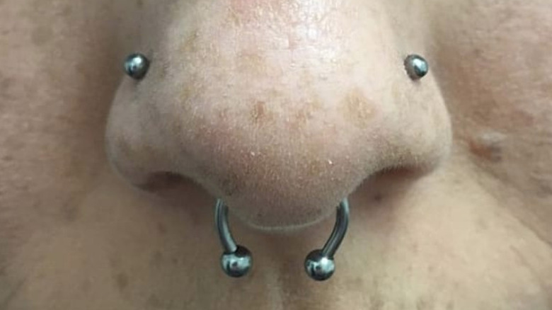 nasallang and septum piercings in nose