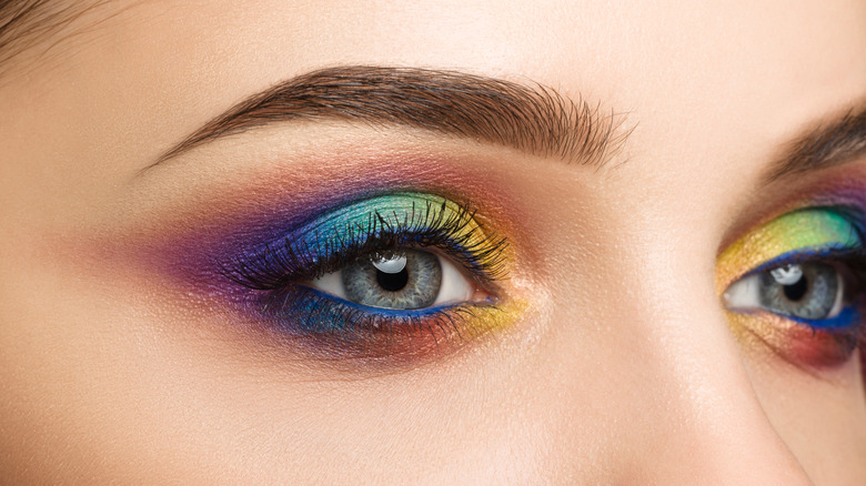 Woman wearing colorful eyeshadow