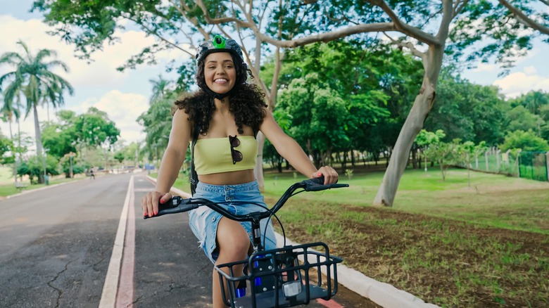 Woman riding a bicycle