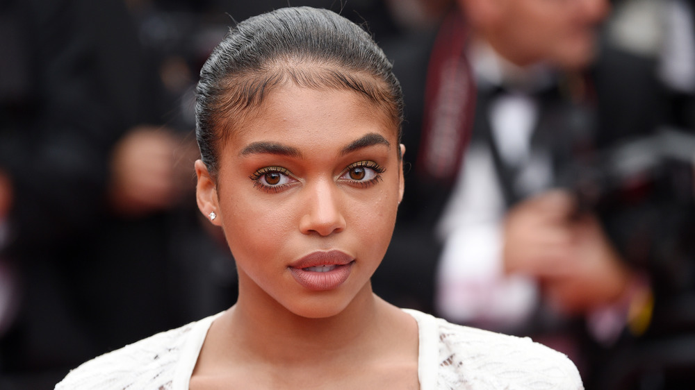 Lori Harvey wearing white, close-up