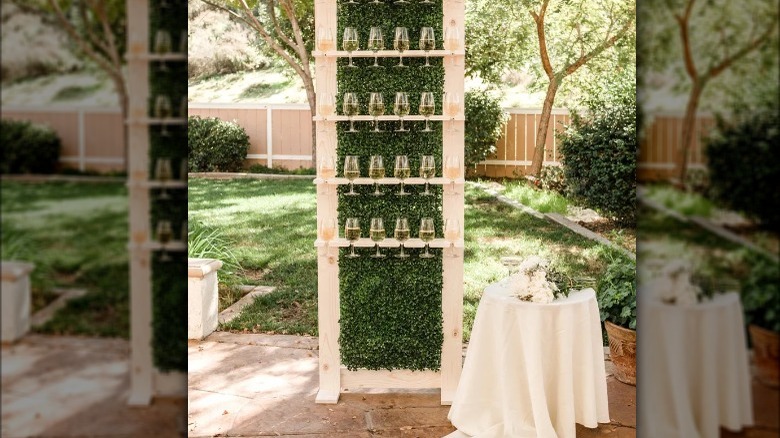 Homemade champagne wall