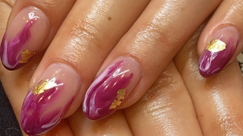 Pink marble nails