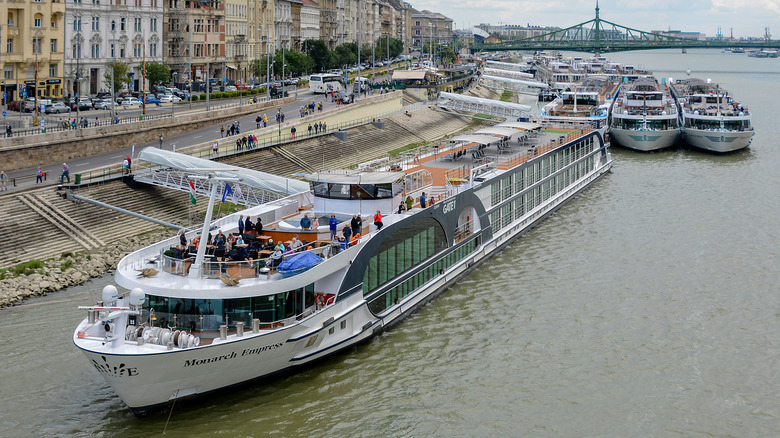 River cruise docks in Budapest