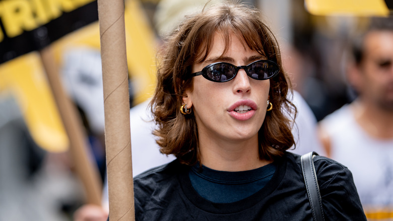 Clara McGregor attending a protest