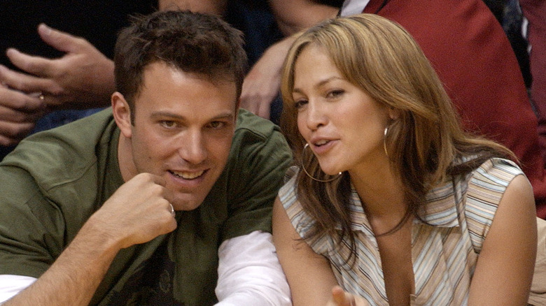 Jennifer Lopez and Ben Affleck at a basketball game