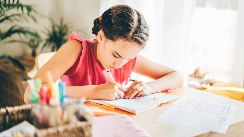 Student doing homework