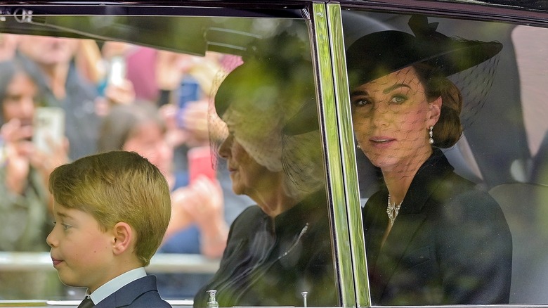 Kate Middleton with queen consort Camilla and Prince George