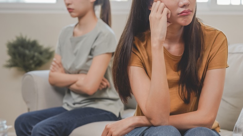 Two women angry at each other