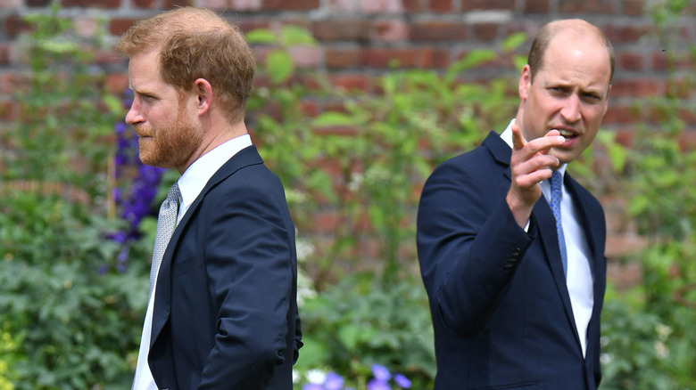 Prince Harry and Prince William attend an event at Kensington Palace. 