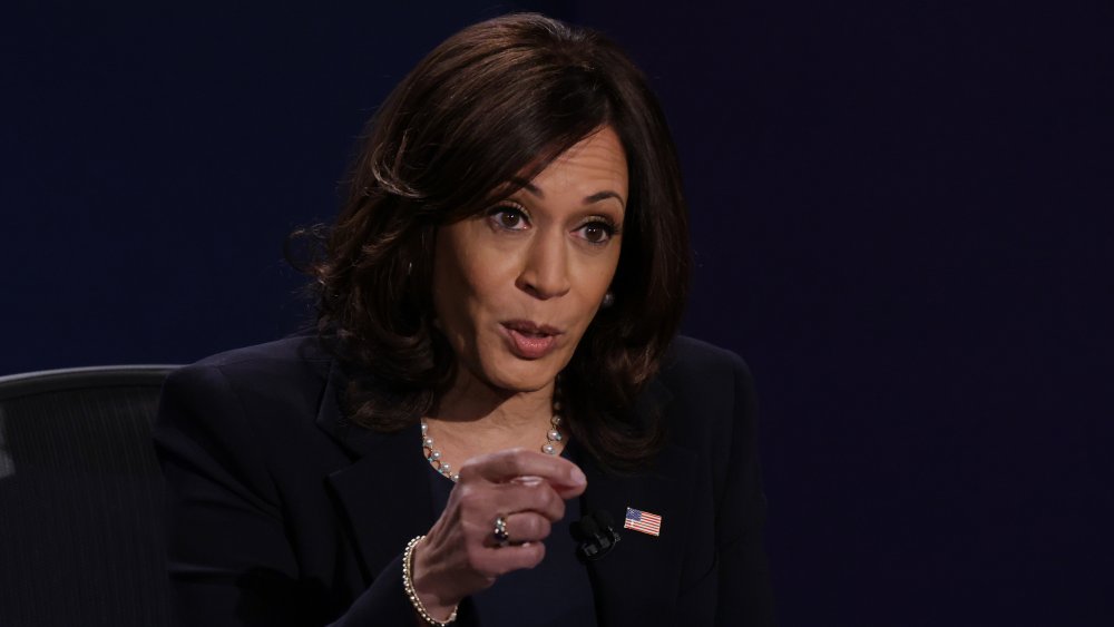 Kamala Harris talking to audience, VP debate 2020