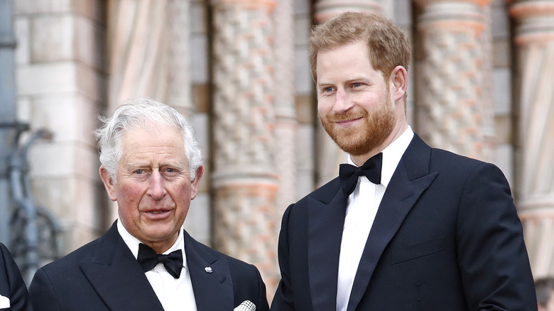 Prince Charles and Prince Harry in black tie in 2019