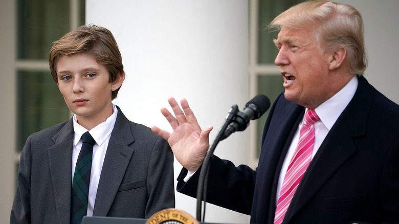 Barron Trump watching Donald Trump