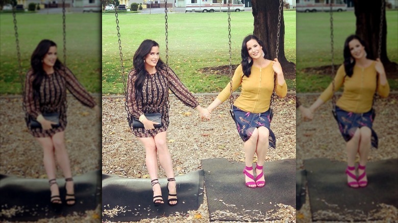  Christina and Jessica on swings 